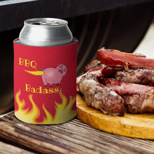 Rafraîchisseur Pour Canette Badass barbecue BBQ Bouton de cochon flamboyant