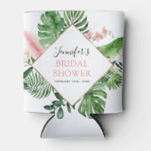 Rafraîchisseur Pour Canette Baigneuse de Mariée Palmiers Tropicaux Rose Gold (Devant)