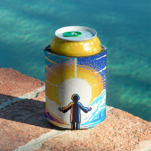 Rafraîchisseur Pour Canette Balance des mondes - Futuriste Pixel Art Tech (Piscine in situ)