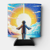 Rafraîchisseur Pour Canette Balance des mondes - Futuriste Pixel Art Tech (Devant)