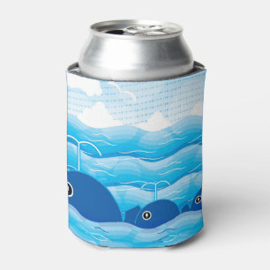 Rafraîchisseur Pour Canette Baleines et vagues Bleu océanique