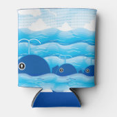 Rafraîchisseur Pour Canette Baleines et vagues Bleu océanique (Devant)