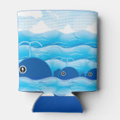 Rafraîchisseur Pour Canette Baleines et vagues Bleu océanique (Dos)