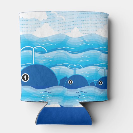 Rafraîchisseur Pour Canette Baleines et vagues Bleu océanique (Dos)