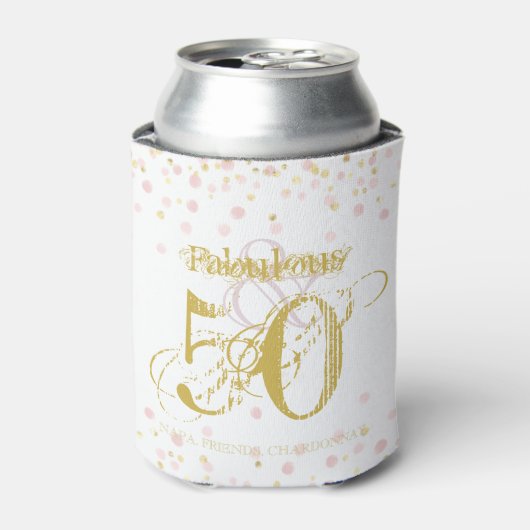 Rafraîchisseur Pour Canette Balise Fabulous & 50 Elegant Birthday Gold Pink (Can devant)