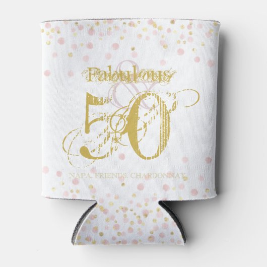 Rafraîchisseur Pour Canette Balise Fabulous & 50 Elegant Birthday Gold Pink (Devant)