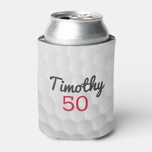 Rafraîchisseur Pour Canette Ball de golf Dimples avec nom noir Numéro rouge (Can devant)