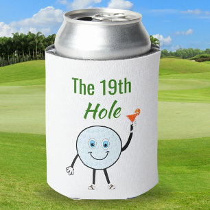 Rafraîchisseur Pour Canette Balle de golf de dessin animé tenant un cocktail d