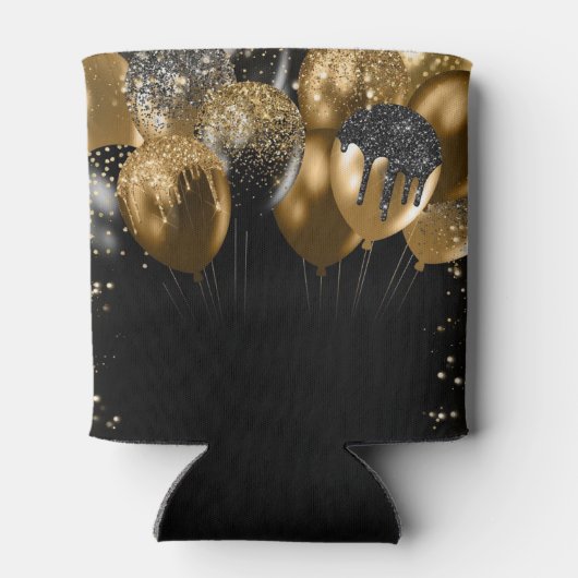 Rafraîchisseur Pour Canette Ballons de parties scintillant en or noir (Dos)