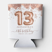 Rafraîchisseur Pour Canette Ballons d'or rose 13e fête d'anniversaire (Devant)