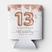 Rafraîchisseur Pour Canette Ballons d'or rose 13e fête d'anniversaire (Dos)