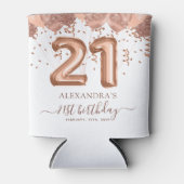 Rafraîchisseur Pour Canette Ballons d'or rose 21e fête d'anniversaire (Devant)