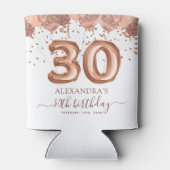 Rafraîchisseur Pour Canette Ballons d'or rose 30e fête d'anniversaire (Dos)