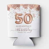 Rafraîchisseur Pour Canette Ballons d'or rose 50e fête d'anniversaire (Dos)