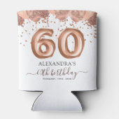Rafraîchisseur Pour Canette Ballons d'or rose 60e fête d'anniversaire (Dos)