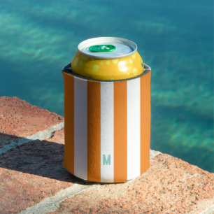 Rafraîchisseur Pour Canette Bande de cabane orange et monogramme Turquoise per