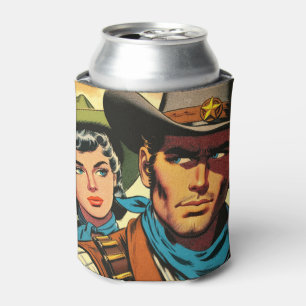 Rafraîchisseur Pour Canette Bande dessinée rétro Cowboy/Cowgirl