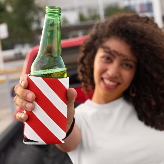 Rafraîchisseur Pour Canette Bandes diagonales blanches rouges