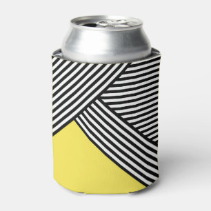 Rafraîchisseur Pour Canette Bandes noires et blanches avec triangle jaune