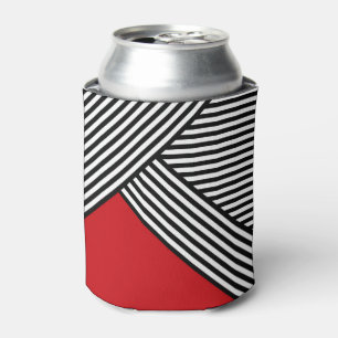 Rafraîchisseur Pour Canette Bandes noires et blanches avec triangle rouge