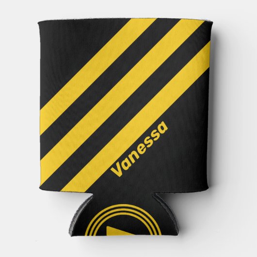 Rafraîchisseur Pour Canette Bandes nostalgiques d'abeille avec nom (Devant)