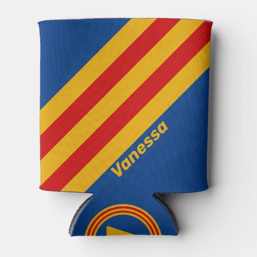 Rafraîchisseur Pour Canette Bandes rétro au coeur chaud avec nom (Devant)