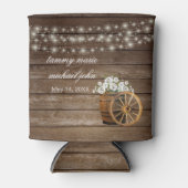 Rafraîchisseur Pour Canette Baril rustique en bois avec fleurs blanches (Devant)