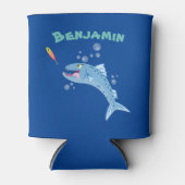 Rafraîchisseur Pour Canette Barracuda, dessin animé de pêche affamé (Devant)