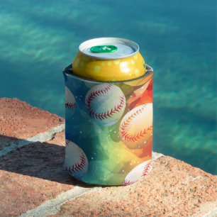 Rafraîchisseur Pour Canette Baseballs avec fond multicolore