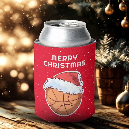 Rafraîchisseur Pour Canette Basket Ball Red Santa Hat Joyeux Noël