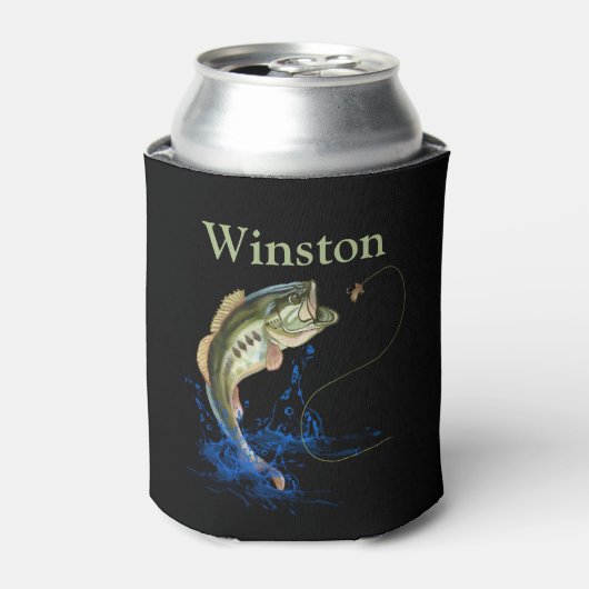 Rafraîchisseur Pour Canette Basse Poisson Frappe Pêche leurre Prénom (Can devant)