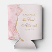 Rafraîchisseur Pour Canette Bat mitzvah Personnalisé de l'Agate rose chic (Dos)