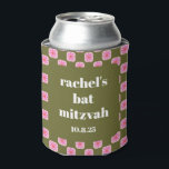 Rafraîchisseur Pour Canette Bat mitzvah vert rose rétro en carton fleuri<br><div class="desc">Panneau de contrôle floral rétro personnalisé Pink et Bat mitzvah vert peuvent refroidir</div>
