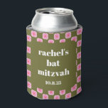 Rafraîchisseur Pour Canette Bat mitzvah vert rose rétro en carton fleuri<br><div class="desc">Panneau de contrôle floral rétro personnalisé Pink et Bat mitzvah vert peuvent refroidir</div>