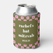 Rafraîchisseur Pour Canette Bat mitzvah vert rose rétro en carton fleuri (Can devant)