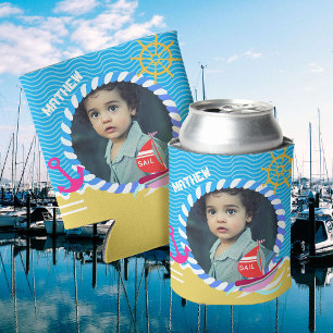 Rafraîchisseur Pour Canette Bateau Amusant Photo Bleu Jaune Refroidisseur de B