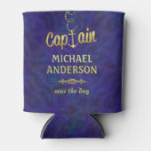 Rafraîchisseur Pour Canette Bateau capitaine Ancre nautique Or | Nom personnal (Devant)