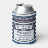 Rafraîchisseur Pour Canette Bateau Capitaine nautique Bière bleue rayée (Can devant)