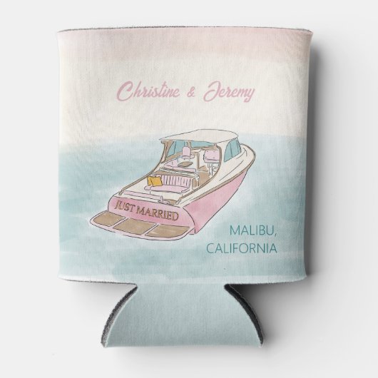 Rafraîchisseur Pour Canette Bateau juste marié pour mariage (Devant)