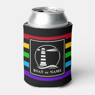 Rafraîchisseur Pour Canette Bateau phare classique ou nom Rainbow Stripped