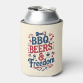 Rafraîchisseur Pour Canette BBQ, Beers & Freedom – Retro 4th of July Vibes (Can devant)