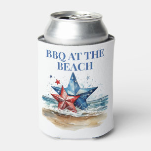 Rafraîchisseur Pour Canette BBQ bleu rouge blanc à la plage