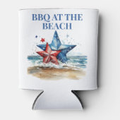 Rafraîchisseur Pour Canette BBQ bleu rouge blanc à la plage (Devant)