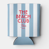 Rafraîchisseur Pour Canette Beach Club French Red Blue Cabana Stripe (Devant)