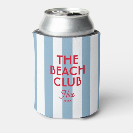 Rafraîchisseur Pour Canette Beach Club French Red Blue Cabana Stripe (Can Dos)