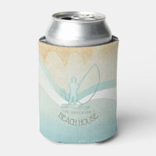 Rafraîchisseur Pour Canette Beach House Pêcheur nautique Aqua Blue ID623