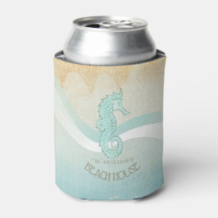Rafraîchisseur Pour Canette Beach House Seahorse Aqua Blue ID623