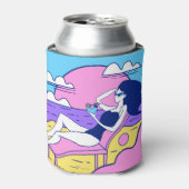 Rafraîchisseur Pour Canette Beach Sunbathing Girl Cocktail Illustration. (Can devant)