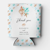 Rafraîchisseur Pour Canette Beach Wedding Elegant Coastal Seashell Thank you  (Devant)