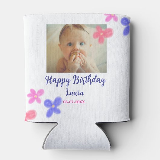 Rafraîchisseur Pour Canette Bébé enfants 1er anniversaire ajouter le nom date (Dos)